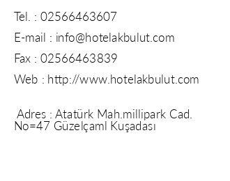 Akbulut Hotel Spa iletiim bilgileri